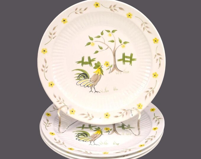 Four William Adams Good Morning Rooster bread plates. Micratex Real English Ironstone made in England.