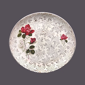 Vintage Herbert Aynsley HAY26 gold chintz and red roses cake serving plate - England