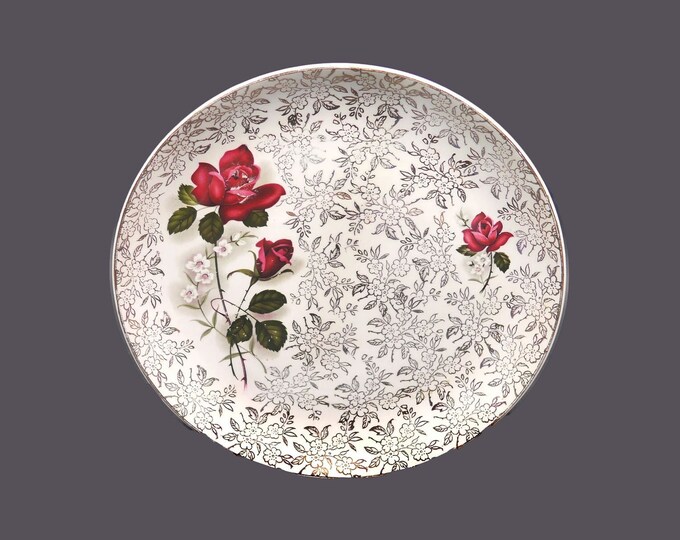 Herbert Aynsley HAY26 gold chintz and red roses cake serving plate made in England.