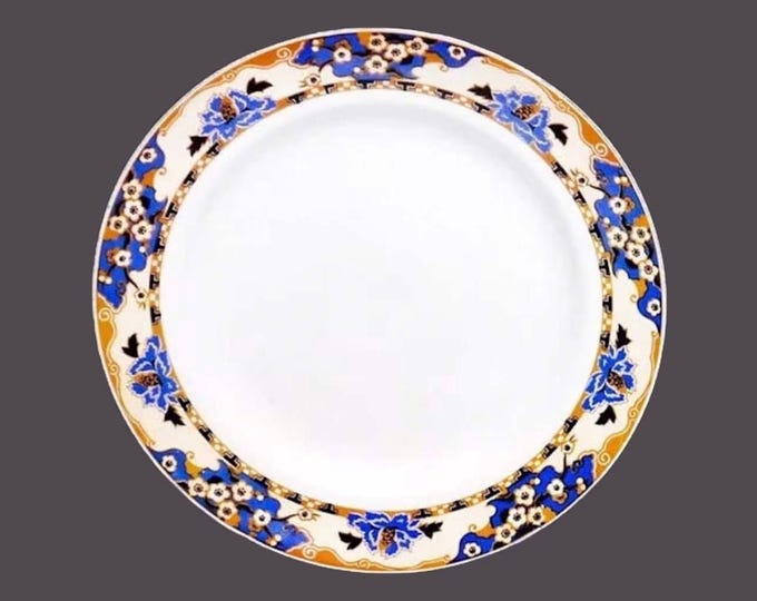 Antique Burgess & Leigh Stratford Blue and Gold dinner plate. Burleigh Ware ironstone made in England. Sold individually.