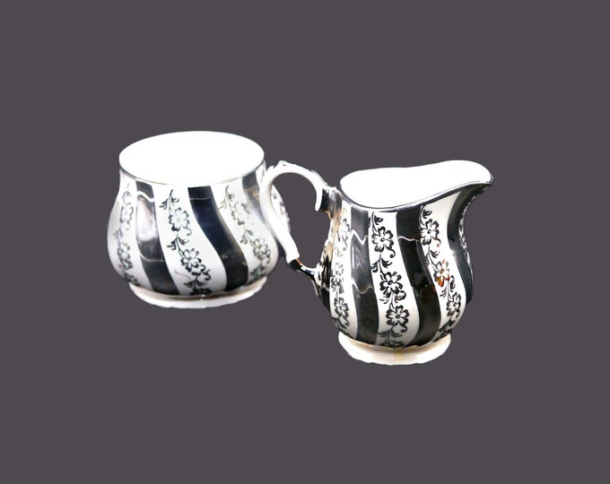 Sadler 2822 silver lusterware cream and sugar bowl set made in England.