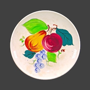 Rideau Pottery Harvest dinner plate. Hand-painted fruit. Made in Canada. Flaws (see below).