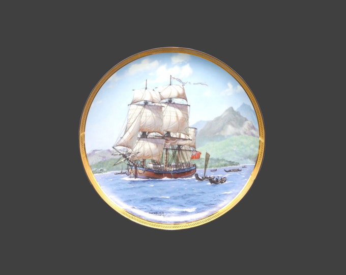 Franklin Mint Endeavour decorative plate. Great Ships of the Golden Age of Sail series by Derek Gardner. First edition 1985.