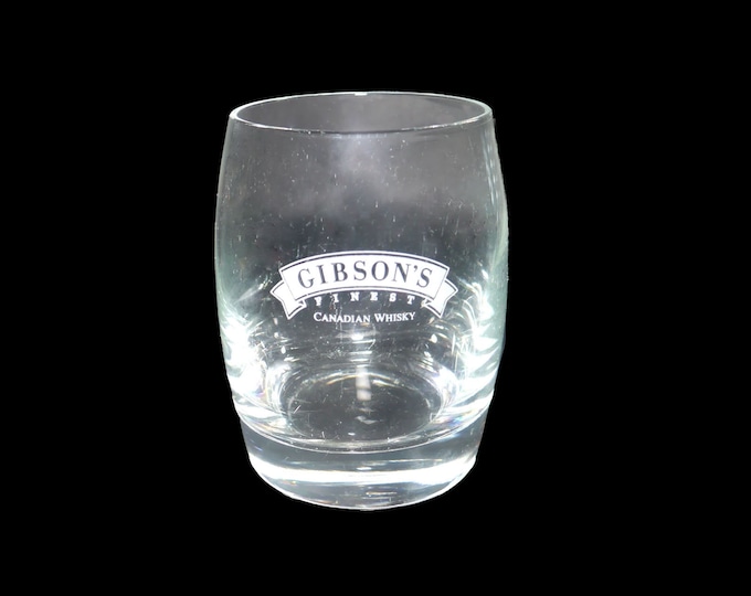 Gibson's Finest Canadian Whisky | lo-ball | on-the-rocks | old fashioned glass. Etched-glass branding.