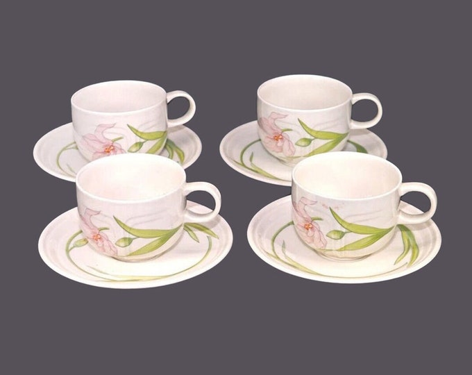 Four Johnson Brothers Celebrity cup and saucer sets made in England.