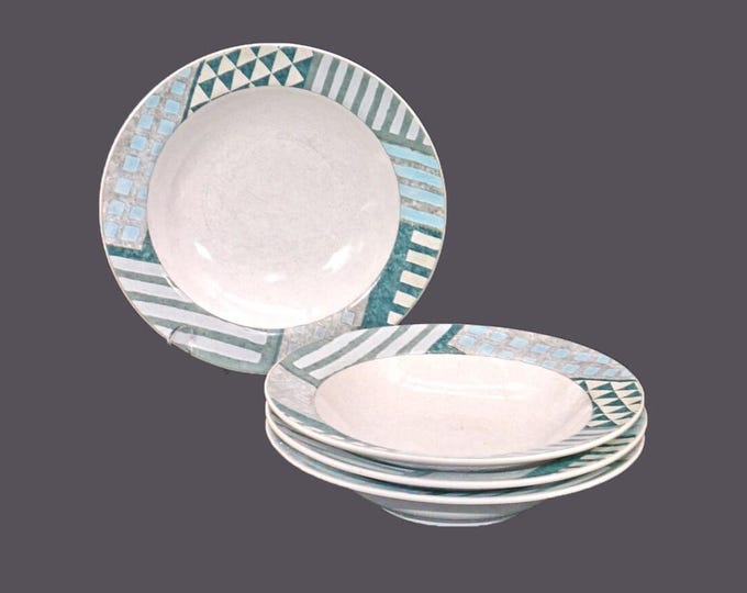 Four Studio Nova Eclectic HG295 rimmed soup bowls.
