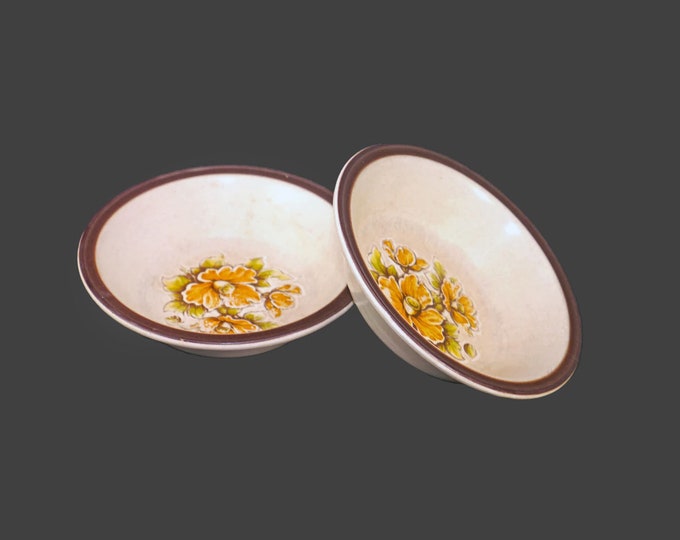 Pair of Barratts Nutwood stoneware coupe cereal bowls made in England. Flaws (see below).