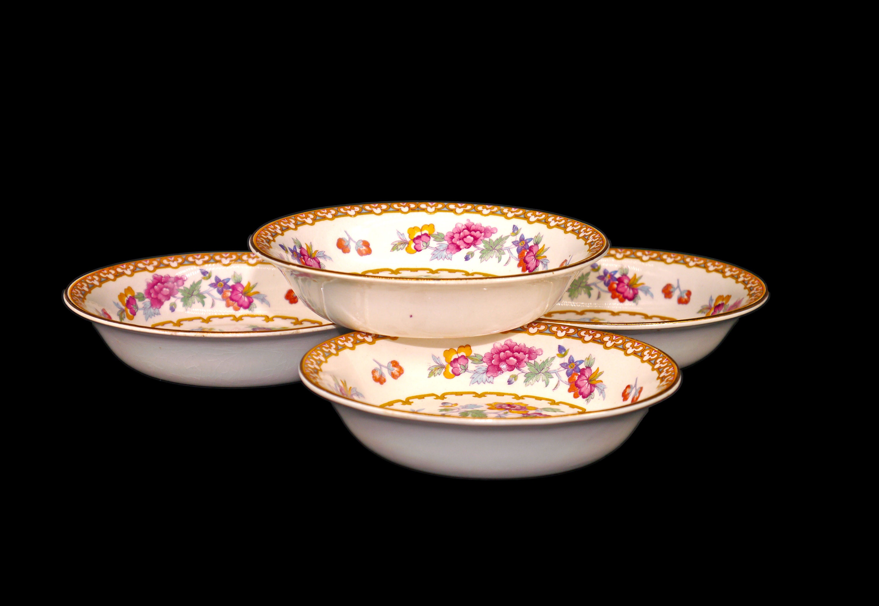 Four Royal Staffordshire Wilkinson Clarice Cliff Shalimar fruit