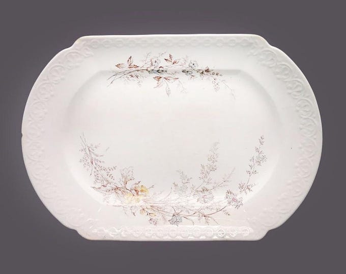 Antique Victorian-era Johnson Brothers JB355 oval platter | tureen under-plate made in England. Flaws (see below).