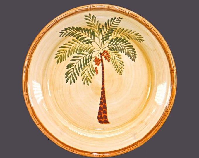 West Palm Home Trends La Mode Decor LDE1 dinner plate. Palm Tree center, faux bamboo rim.