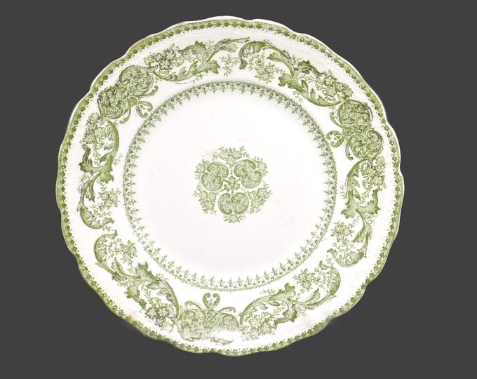 Antique Edwardian Age Wood & Son Madras Green salad plate. Royal Semi-porcelain made in England. Flaw (see below).