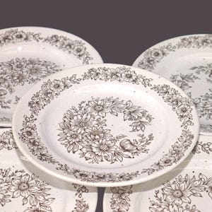 Vintage Sampson Bridgwood Ashington bread plates. Stonedale Stoneware England. Set of 5.