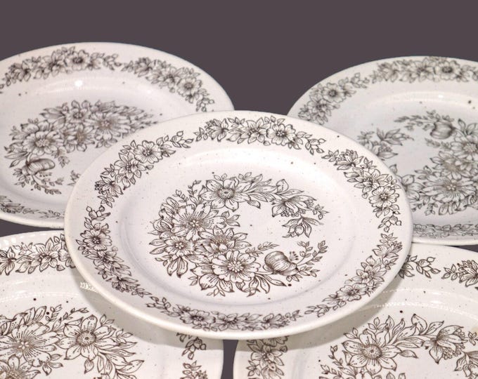 Five Sampson Bridgwood Ashington stoneware bread plates. Stonedale Stoneware made in England.