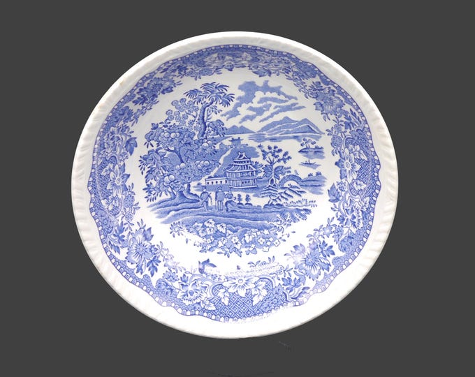 Wood & Sons Seaforth Blue coupe cereal bowl. Blue-and-white tableware made in England. Sold individually.
