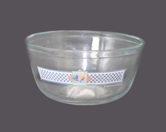 Vintage Anchor Hocking glass Rooster mixing bowl. Hallmark Country Kitchen Collection.