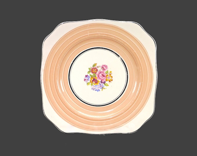 Simpsons Potters 838 squared luncheon plate. Ambassador Ware ironstone made in England.