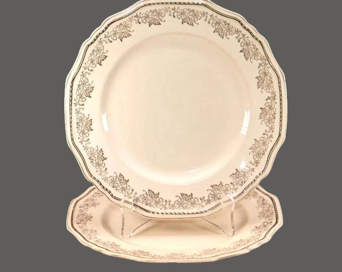 Pair of Alfred Meakin Golden Astoria dinner plates made in England. Flaw (see below).