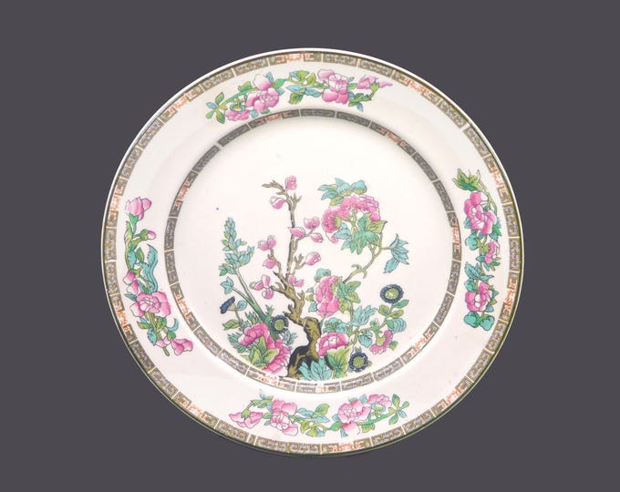 Antique John Maddock Indian Tree dinner plate made in England. Green trim.