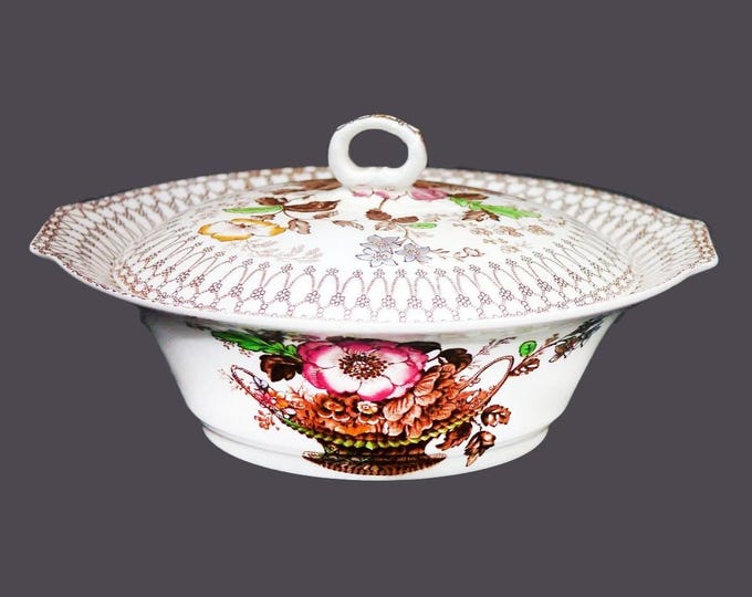 Vintage Myott Bonnie Dundee covered serving bowl made in England.