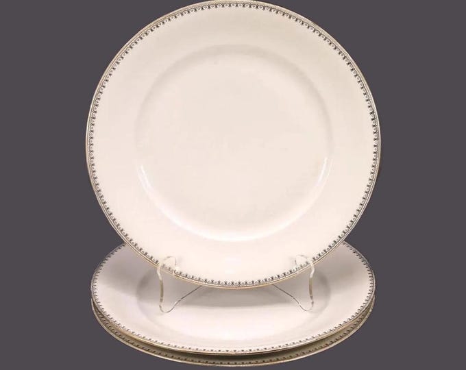 Vintage Elfenbein Heinrich Bavaria dinner plates. Black fleur de lys and dots. 3 plates.