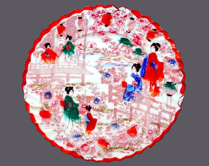 Japanese Geisha Girls hand-painted kaolin salad plate.