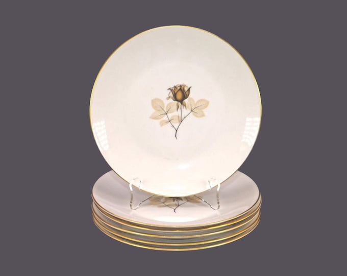Six Rosenthal Continental Shadow Rose salad plates made in Germany.