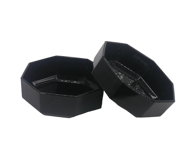 Pair of Arcopal Novoctime Black all-black glass cereal bowls made in France.