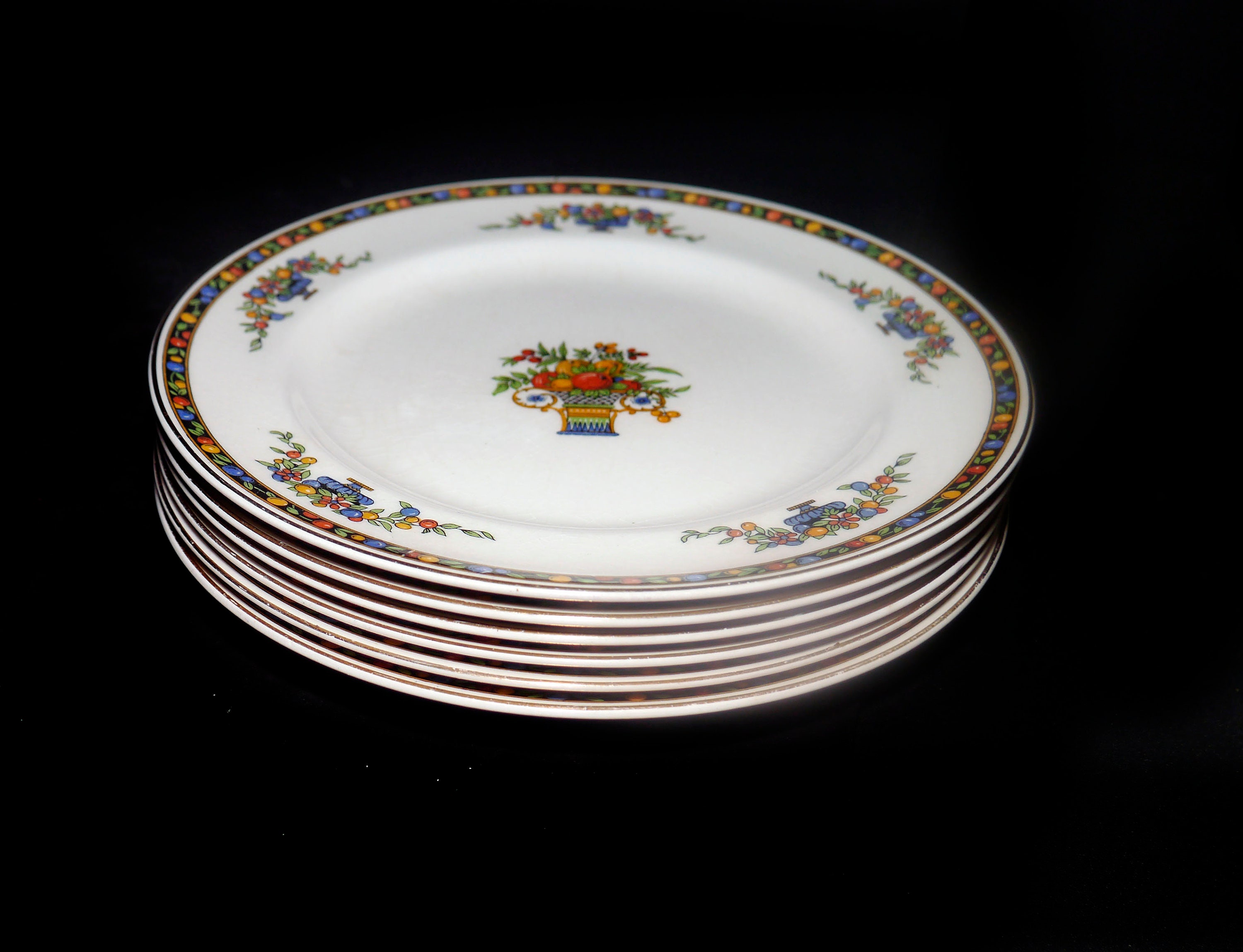 Six antique artnouveau period Johnson Brothers Marjorie salad plates