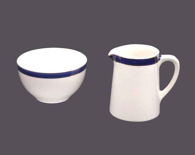 Ridgway Potteries Bleu de Roi creamer and open sugar bowl. Vitrock Hotelware made in England.