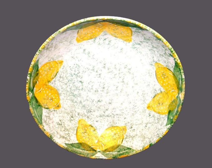 Ceramiche Apollo salad or pasta serving bowl made in Italy. Green sponge, yellow lemons.
