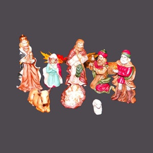 Vintage Danson Decor Porzellan Krippe - 8 Stück Weihnachtsfiguren