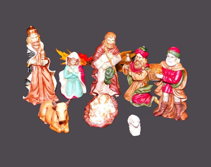 Danson Decor porcelain bisque eight-piece Christmas Nativity Figures Set in original box. Made in Taiwan.