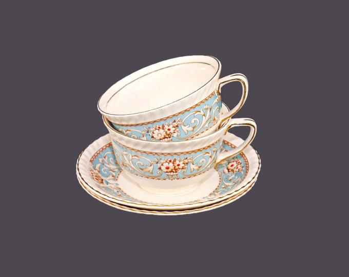 Pair of antique Johnson Brothers Hampton cup and saucer sets made in England.