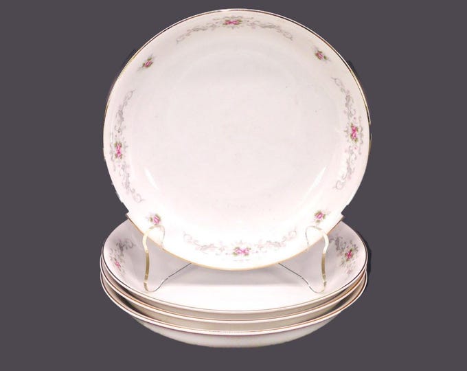 Four Fine China of Japan Rosedale coupe soup bowls. Pink rose sprays.