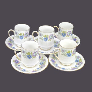 Five Paragon Cherwell cup and saucer sets. Bone china made in England.