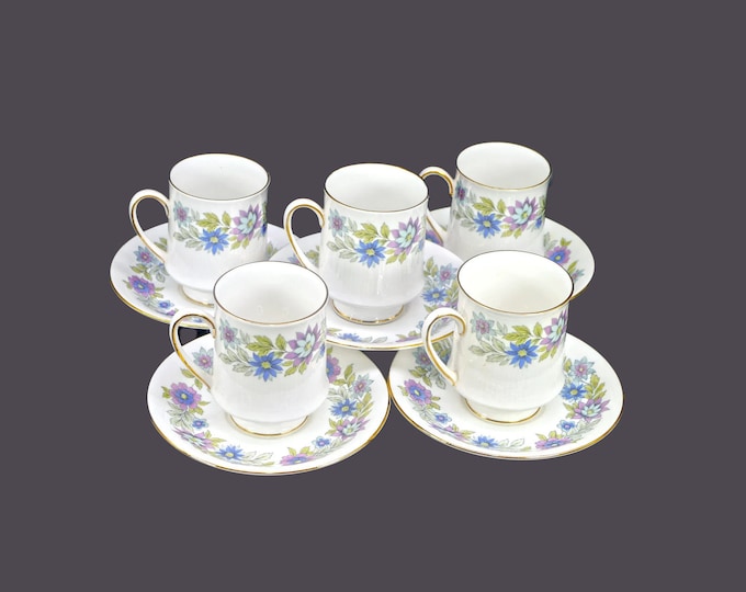 Five Paragon Cherwell cup and saucer sets. Bone china made in England.