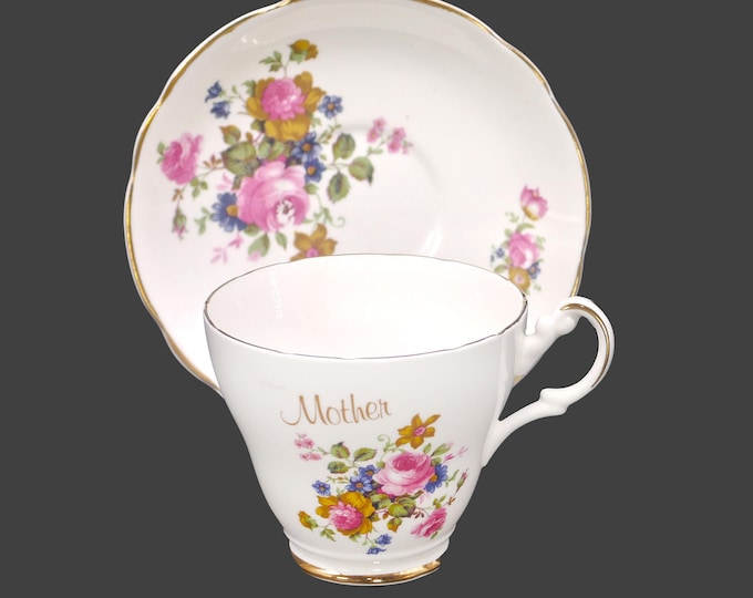 Argyle Bone China Mother cup and saucer set made in England. Mother's Day | Gift for Mom.
