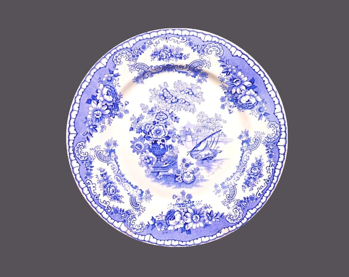 John Maddock Bombay Blue dinner plate. Blue-and-white tableware made in England.