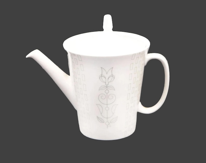 Regout Mosa 2114B teapot with lid. Grey tulips, geometrics made in Holland.