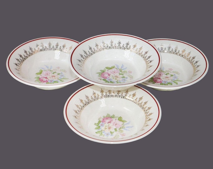 Four Sebring | American Limoges Admiration rimmed cereal bowls made in USA.