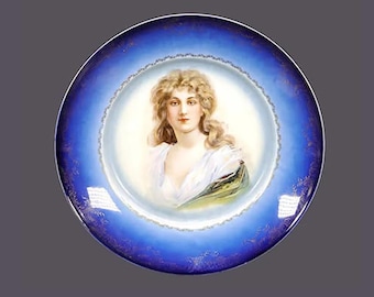 Antique Ph Rosenthal | Royal Vienna hand-painted portrait plate. Central portrait blonde-haired beauty.