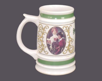 Vintage Pilsner Urquell beer pint stein, tankard: Czechoslovakia. Women drinking beer.