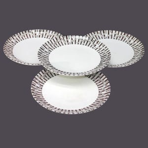 Vintage Crown Lynn Espresso Plates: Geometric Ironstone Set of 4