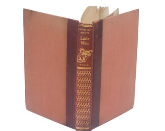 Vintage Little Men Louisa May Alcott quarter-leather illustrated book. World Publishing 1950.