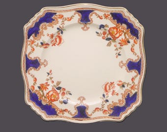 Art-deco era Royal Winton Grimwades Stirling Imari-style square dinner plate made in England.