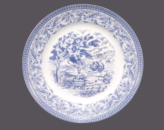 Vintage Royal Heritage Country Cottage blue-and-white dinner plate.