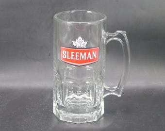 Vintage Sleeman Brewery large 32-oz heavy glass beer stein.