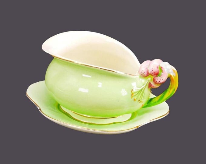 Royal Winton Grimwades Tiger Lily Green creamer and under-plate made in England. Flaws (see below).