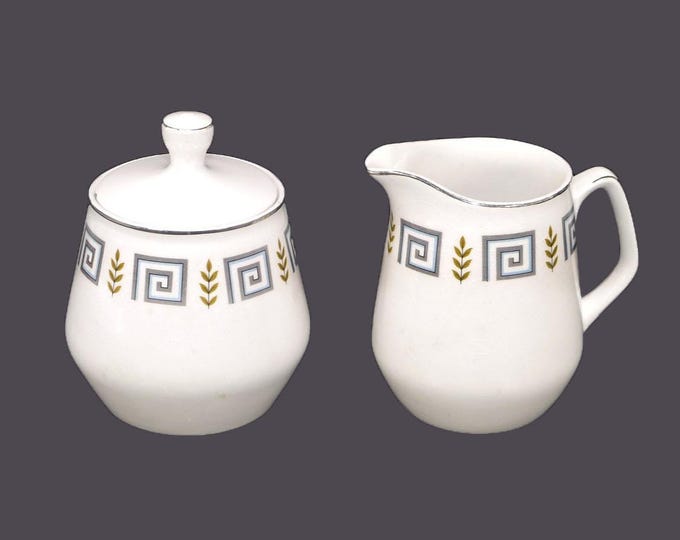 Wood & Sons Athens | WOO58 retro creamer and covered sugar bowl set. Alpine White Ironstone made in England. Flaws (see below).