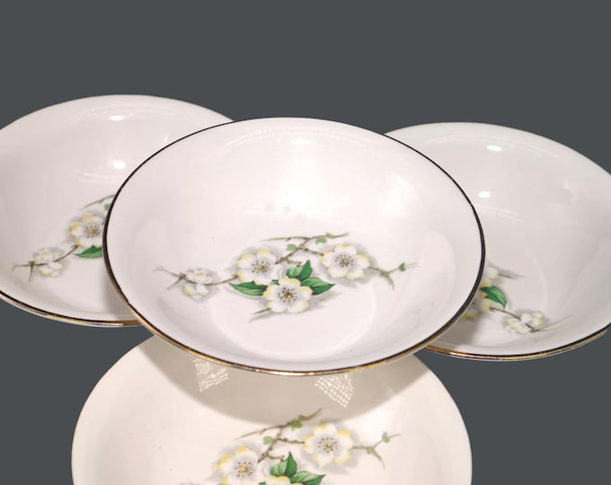 Vintage Georgian China Spring Blossom dessert bowls made in USA. 4 bowls.